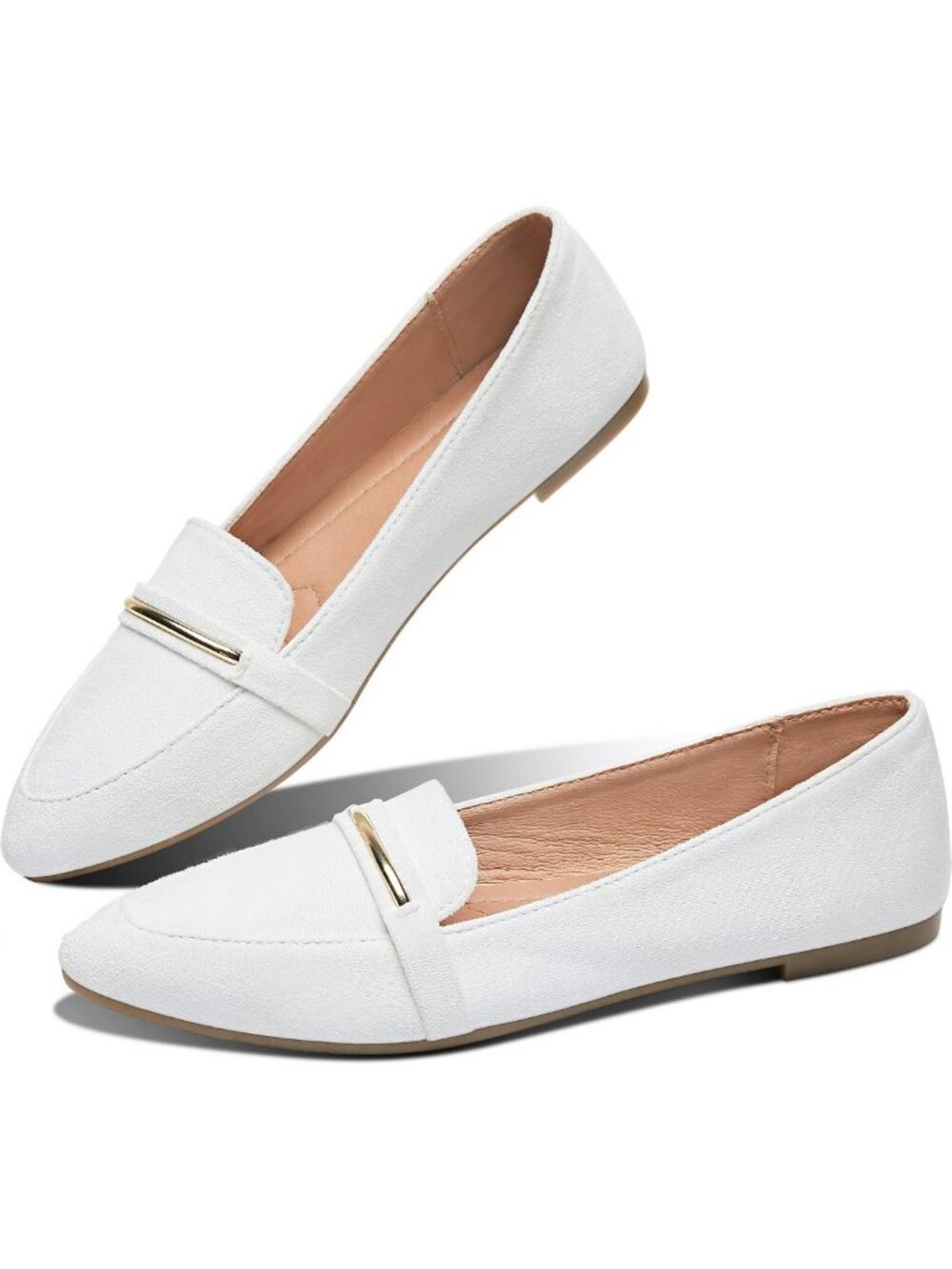 Chic Pointy Toe Faux Suede Loafers - Comfortable Slip-On Ballet Flats for Work